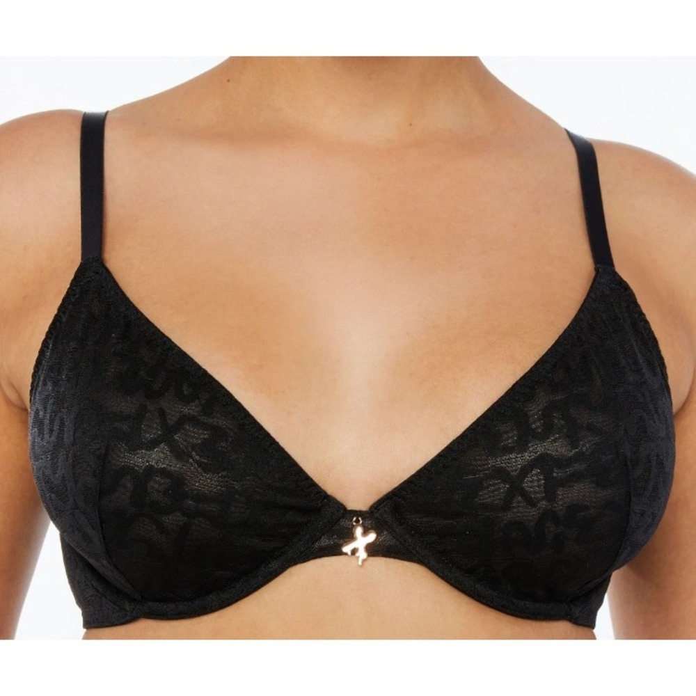 Savage X Fenty Tagged by Savage Unlined Bra Black Caviar 36C Lace NWT